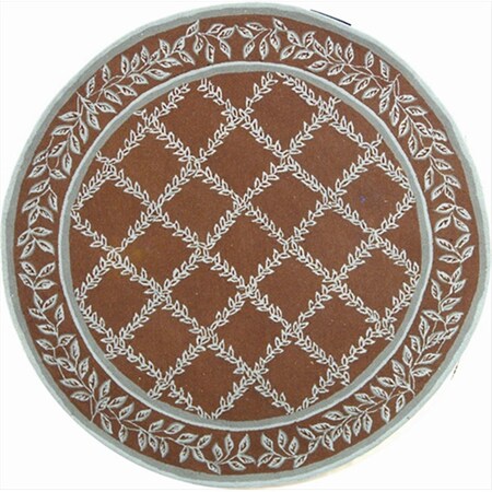 Safavieh 5 ft. - 6 in. x 5 ft. - 6 in. Round- Transitional Chelsea Brown And Blue Hand Hooked Rug HK230G-5R
